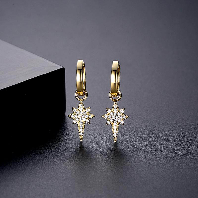 LUOTEEMI CZ Star Huggie Accessories Fashion Jewellery Beautiful Summer Gold Plated Hoop Earring
