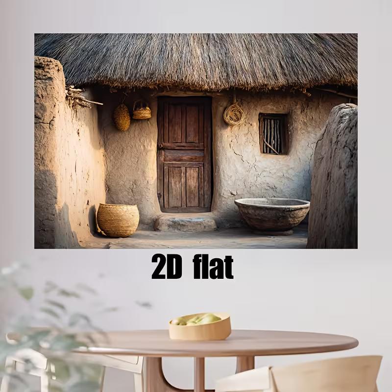 Rustic Adobe Cottage Backdrop Vintage Old Mud House Scene Background for Portrait Photography