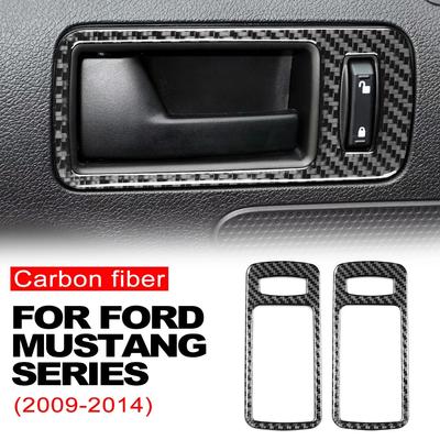For Ford Mustang 2009 2010 2011 2012 2013 2014 Car Door Bowl Handle Carbon Fiber Stickers Trim Covers Car Accessories Interiors