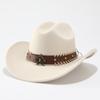 Western cowboy hat top hat versatile solid color big brim woolen jazz hat accessories gift hat men's and women's hats