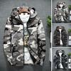 Men Winter Coat Camouflage Zipper Long Sleeves Cardigan Soft Cold-proof Hooded Plus Size Spring Jackets Coat for Outdoor