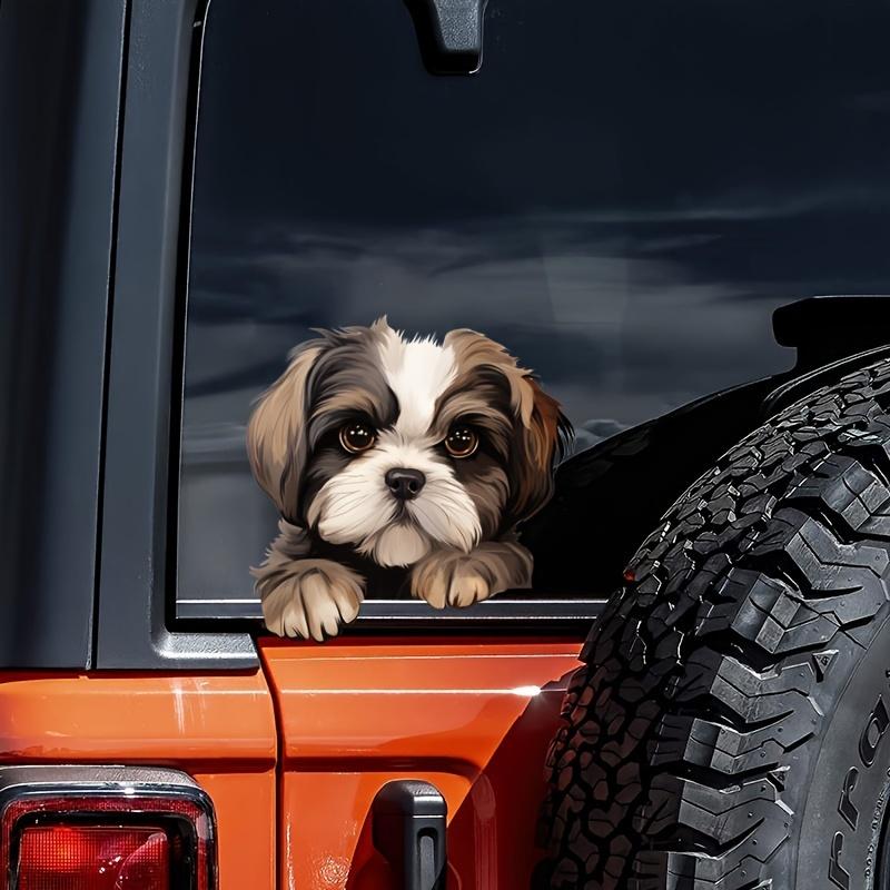 DK121# The Shih Tzu Dog Watches You Car Decals Bumper Window Stickers Car Accessories Waterproof Vinyl Material