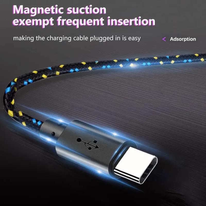 1M/2M/3M Nylon Woven Type-C Data Cable 3A Fast Charging USB-A Cord Charger For Samsung Xiaomi Huawei Phone Charger Wire