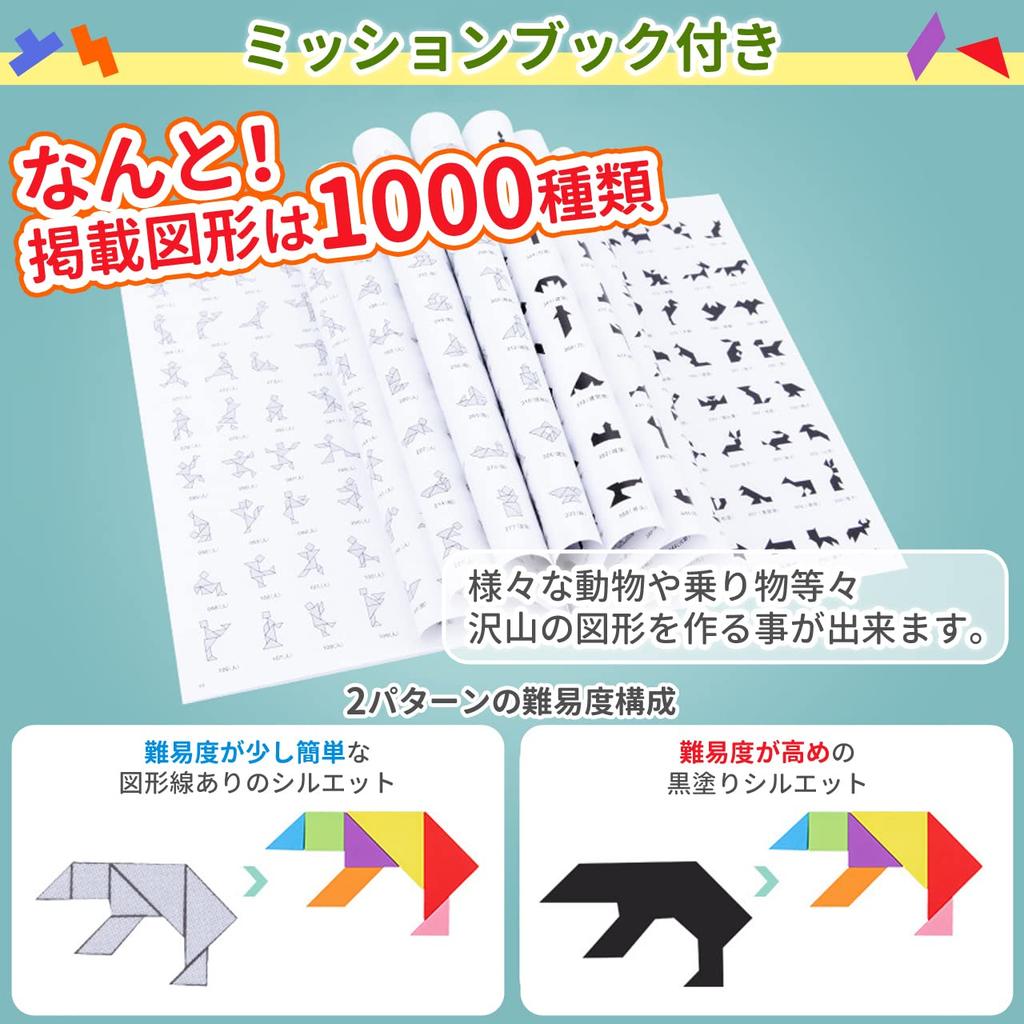 Ms.0 Tetris Tangram Puzzle, Montessori Educational Toy with Magnets, Brain Training, Tested To Meet Ministry of Health, Labor and Welfare Safety