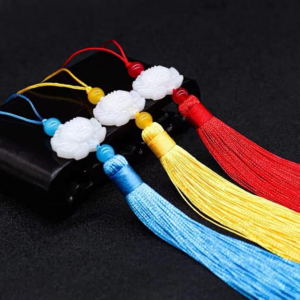1Pcs Fan Falling Ornaments Jade Beads Tassel Lotus Tassels Tassels Pendant New Silk Tassels