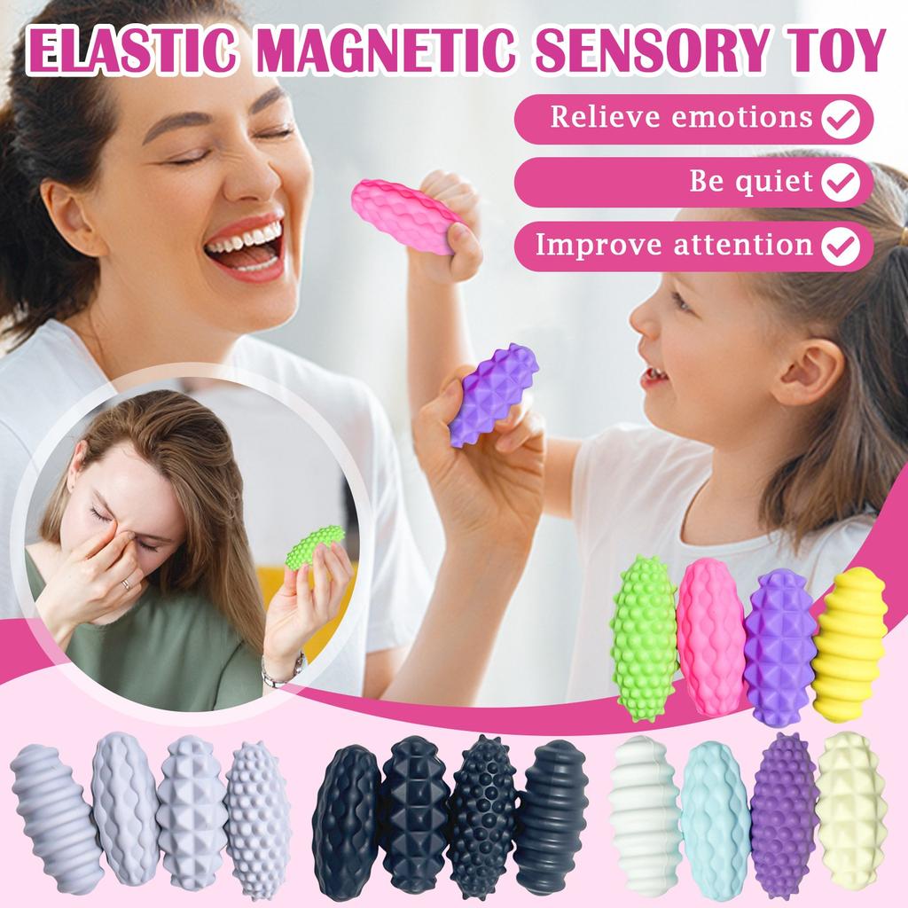 Elliptical Silicone Sensory Magnetic Ball New Strange Elastic Magnetic Suction Sensory Toy