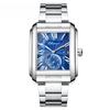 8216 Casual Men's Quartz Watch Fashion Square Waterproof Stainless Steel Strap Calendar Classic Business Watches for Men