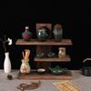 Retro Chinese Style Wooden Teapot & Tea Cup Display Shelf