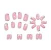 Punte per Unghie Rosa Sogno di Neve: Unghie Finte Corte Semplici, Traslucide, Rosa Nude con Glitter Argento per French Wearable