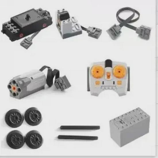 MOC PF Súprava motorov stavebných blokov: M Motor, Box na batérie, Prijímač a Vlakový spínač - Kompatibilné s Lego