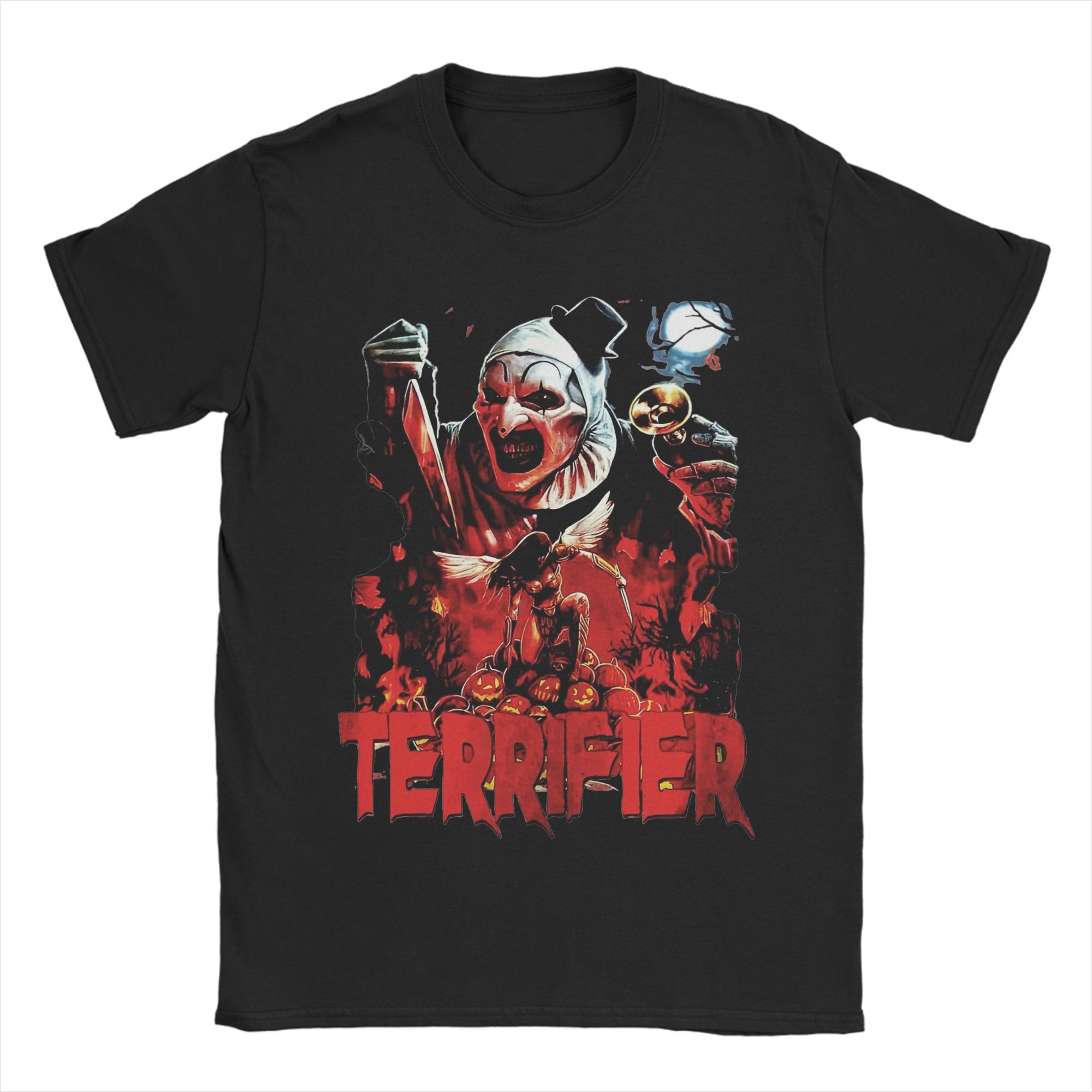 Leisure Horor Terrifier Film Halloween T Shirt Men s Cotton Short Sleeve  Round Neck Summer Clothing 4XL