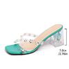 Fashion Summer 2025 Plus Size Women's Modern Slippers Hot Sale Pearl Floral Open Toe Chunky Heel Sandals Fashion Dress Party Slippers