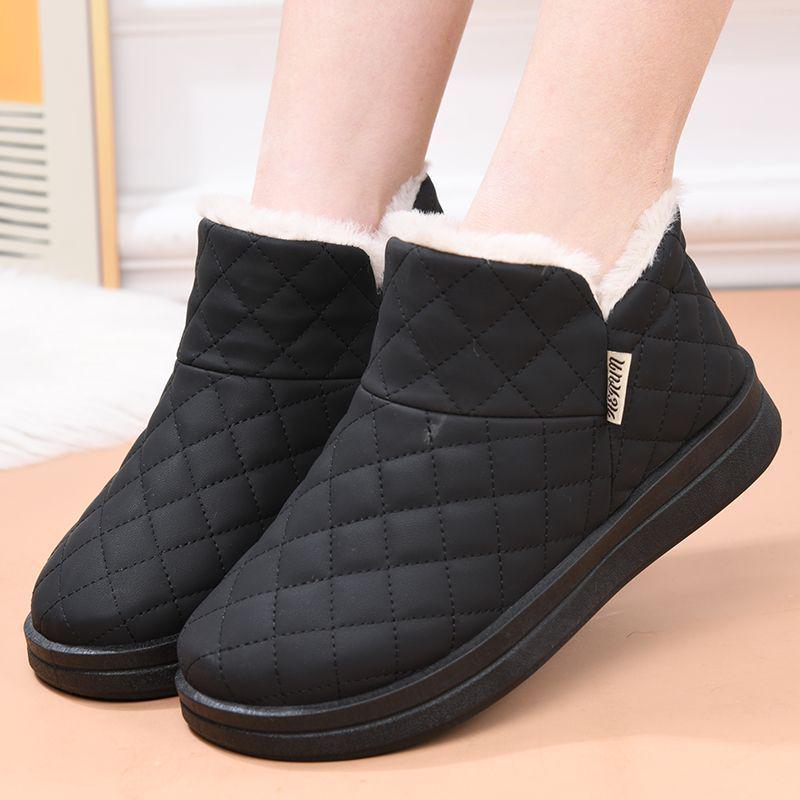 

Женские водонепроницаемые зимние ботинки на бархатной подкладке: Нескользящие, на толстой подошве, теплые хлопковые зимние ботинки для мам 36 чёрный