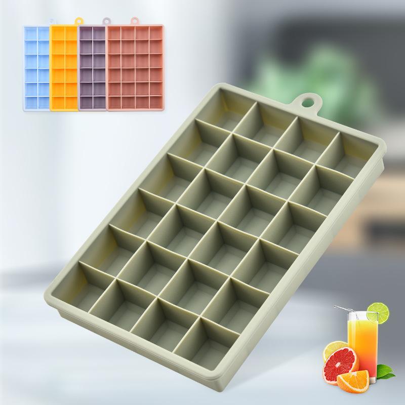 24-Grid Silicone Ice Cube Tray with Lid, Food Grade BPA-Free Easy Release Ice Mold for Home Bar, Kitchen, Cocktails, Whiskey