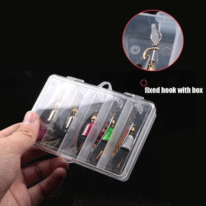 5pcs Fishing Lure Spinner bait, Bass Trout Salmon Hard Metal Spinner Baits Kit with Tackle Boxes