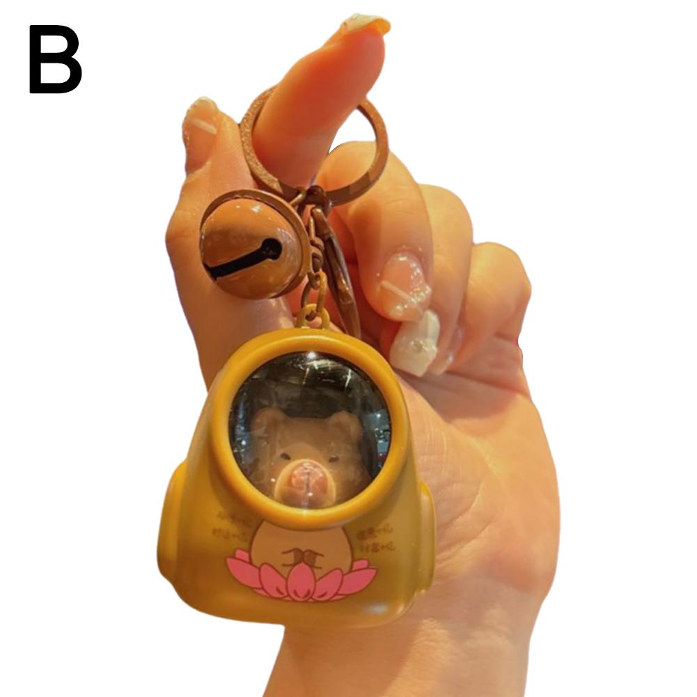 

Cute Cartoon Space Capsule Capybara Keyring Schoolbag Pendant Trinket Friend Gift Creative Kapibala Luminous Keychain
