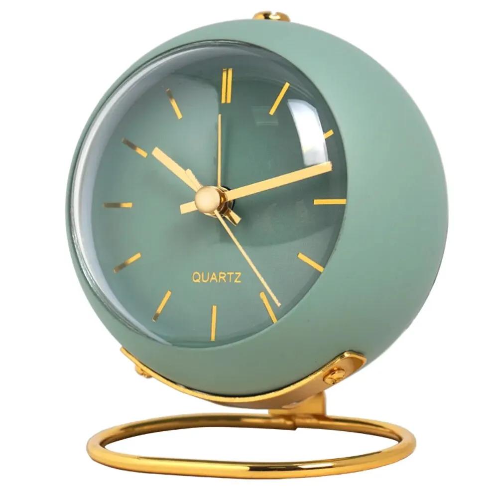 Metal Alarm Clock Silent Non Ticking Movement with Glow In the Dark Simple Style for Kids Students Bedroom Living Room Battery Operated Analog Clock