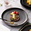 Black Frost Steakteller 8 Zoll Haushalts-Quadrat Goldrand Westliche Speiseteller Westliches Restaurant Italienische Pasta Tischgeschirr