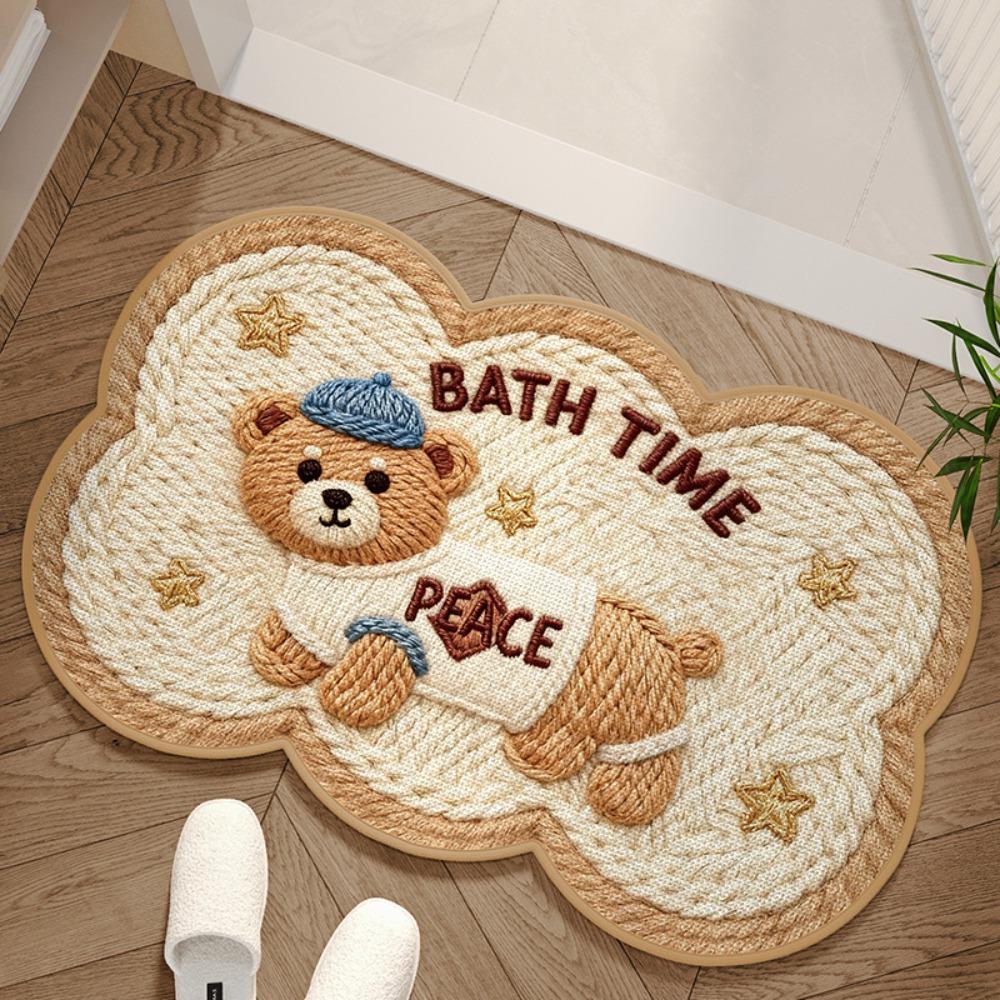 Durable 40*60cm Bath Mat Dirt-scraping Surface Water Absorption Pony Door Mat Non-slip Backing Household Carpets Home Decoration