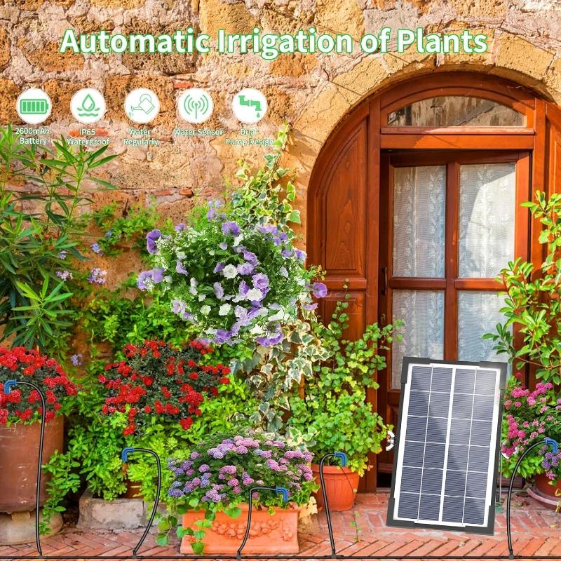 Solar Powered Automatic Drip Irrigation system,DIY Solar Powered Simple Watering Device,split Type Dual Pump Drip Irrigation Kit