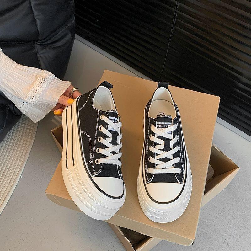 Platform canvas shoes women's spring and summer new small casual board shoes versatile and lightweight muffin white shoes