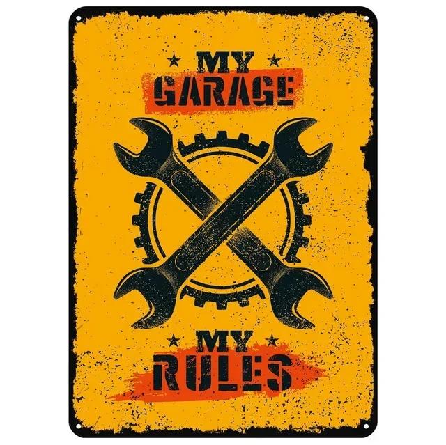 Vintage Metal Tin Signs  My Garage My Rules  Retro Wall Decor Plaque for Game Room Cafe Garage Club Bar Pubs  Iron Painting Deco