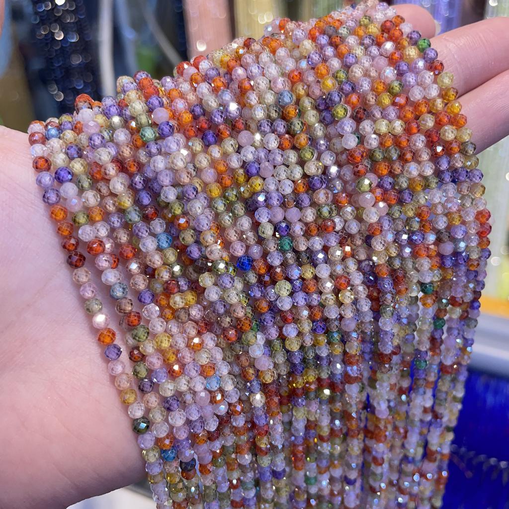 2mm Natural Stone Amethyst Tiger Eye Lapis Lazuli Beads Inlaid with Bright Pearl Jewelry Making DIY Necklace Bracelet Jewelry