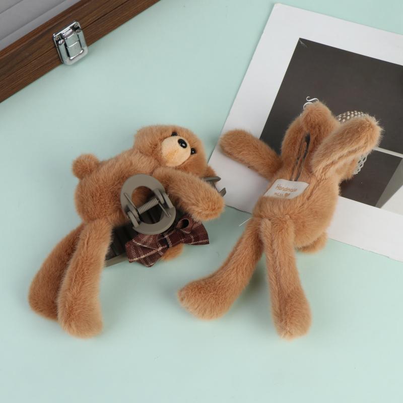 Cute Fluffy Plush Hair Claw Non-Slip Grip Soft Fuzzy Hair Clip for Girls Daily Wear Date Outdoor Gathering