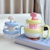 830ml Cloud Big Belly Cup Cute Cartoon Large Capacity Plastic Water Cup Portable Tea Separation Straw Flower Tea Cup with Handle