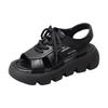 Womens Fashionable Chunky Sandals 2025 Summer Hollow-out Lace-up Casual Shoes Roman Beach Non Slip Wedge Shoes Sanalias De Mujer