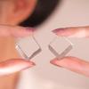 Metal Three-dimensional Geometric Stud Earrings for Women, High-end, Retro, Long Rectangle, Niche Design, Minimalist Style Ear Accessories