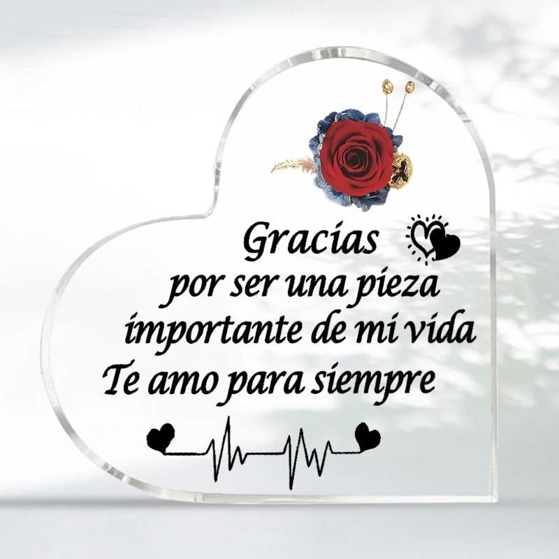 2D Flat Spanish I Love You Gifts Acrylic Desktop Decoration Plaque, Home Decor Plaque Hanging Wall Art Decorative Garden Decoration for Room Door Sign