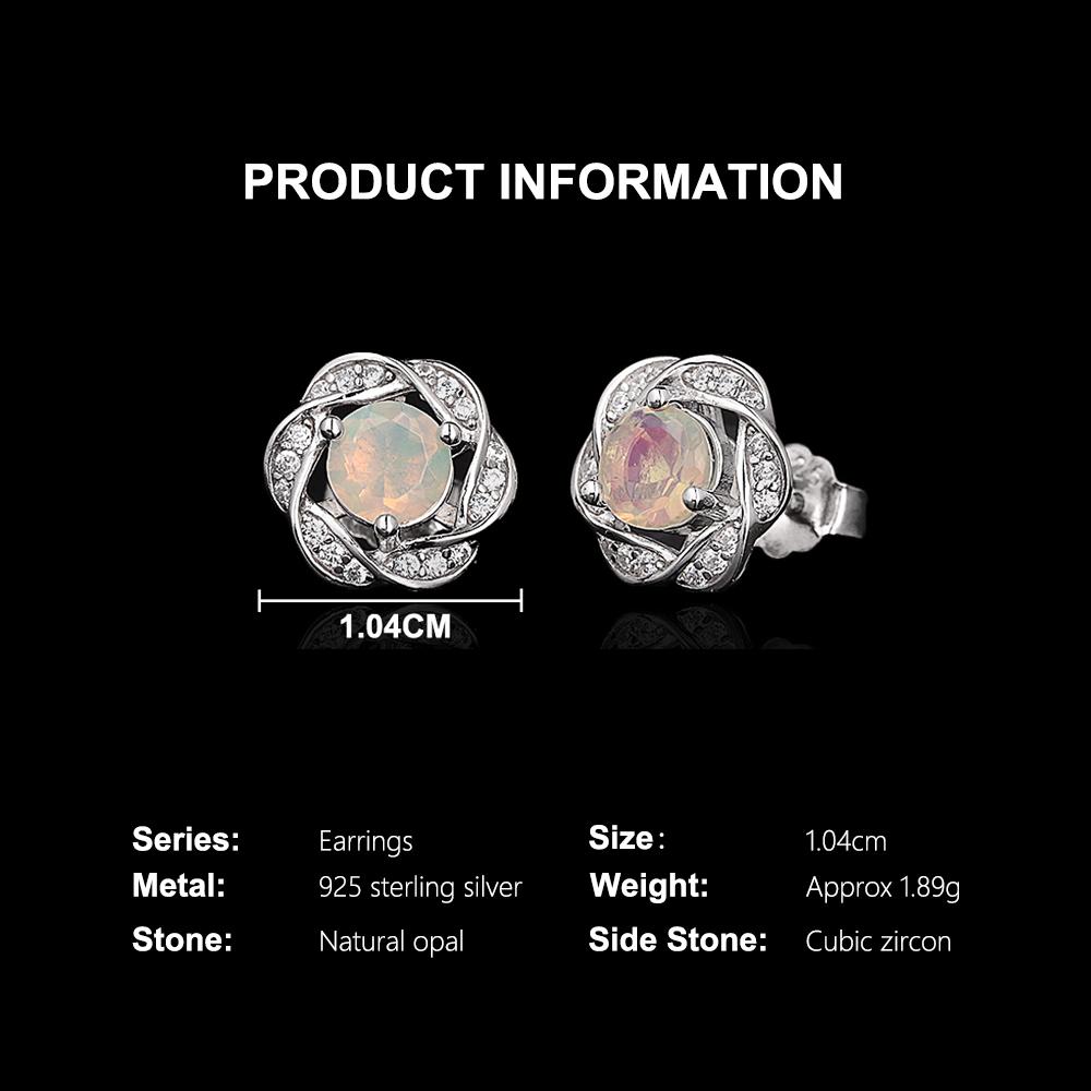Flower shape design Women's Earrings  Natural round 5.0mm ethiopia opal"lucky stone" 925 sterling silver Fine Jewelry party gifts