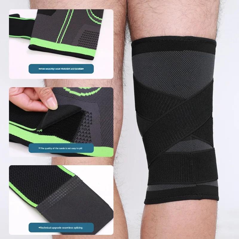 1PC Athletic Kneepad Men Pressurized Elastic Knee Pads Support Fitness Gear Basketball Volleyball Brace Protector