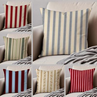 Vintage Stripes Pillow Classic Retro Cushion Cover Throw Pillow Cover Hidden Button Durable Polyester Chair Cushion