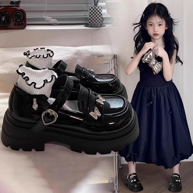 Girls' leather shoes 2025 spring and autumn new British style children's black performance shoes sweet princess shoes jk loafers