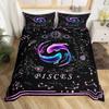 Gemini King Queen Duvet Cover Constellation Horoscope Comforter Cover Astrology Galaxy Bedding Set Star Polyester Quilt Cover