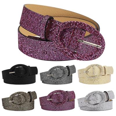 Lässiger Vintage Dekorative Taille Riemen Hosenkleid Gürtel Dornschließe Bund Glitzer Pailletten Gürtel