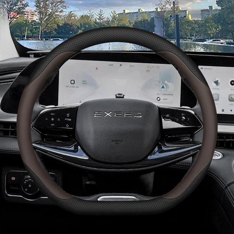 High Leather Braid On Car Auto Steering Wheel Cover Wrap for Exeed Yaoguang LX RX TXL VX TX D Type Steering Wheel Holder
