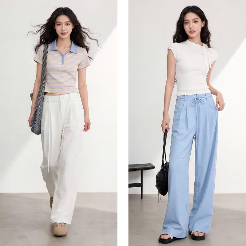 Baleno Women's Draped Wide-Leg Casual Pants