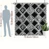 1pc Black & White Geometric Shower Curtain - Stylish Polyester Bathroom Decor with Overlapping Squares, Rectangles & Circles Des