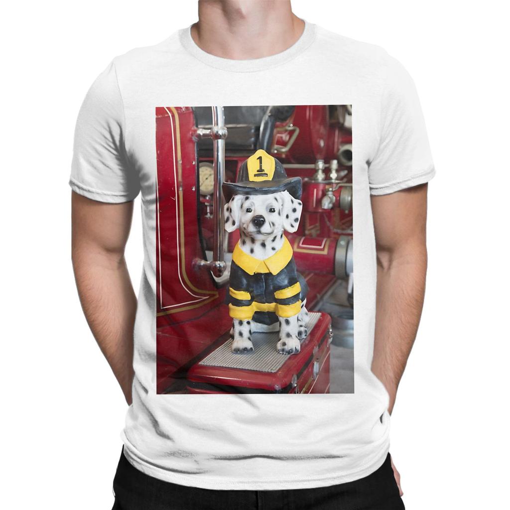 Firefighter Graphic Funny 100 Cotton TShirt Sparky the Fire Dog Tees Tops For Unisex