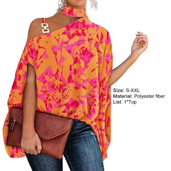 Chemisier d'automne couleurs riches ample Baggy une épaule haut pour femme femmes