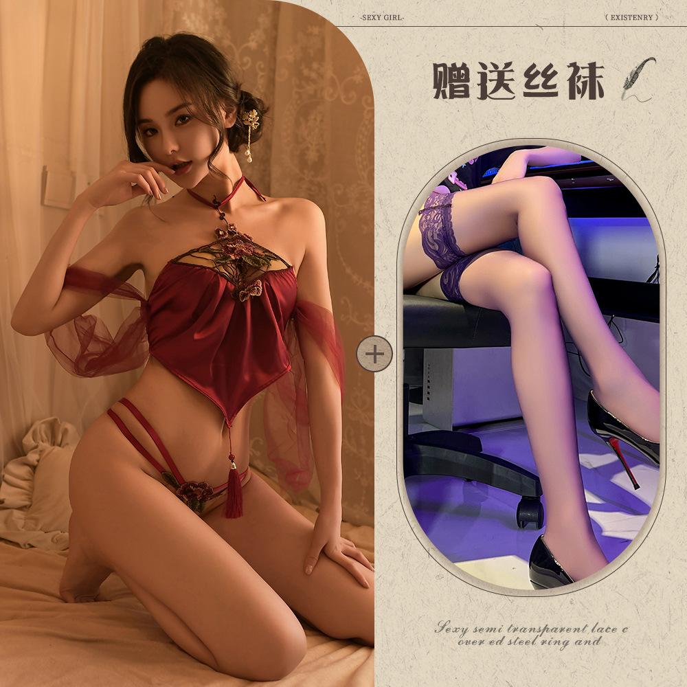 Sex underwear, sexy embroidered belly pocket set, free of the temptation of large size pure desire