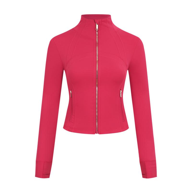 Lulu Logo Slim-Fit Ladies' Stand-Collar Jacket with Gold Zipper, Long-Sleeved Sports Fitness Outerwear