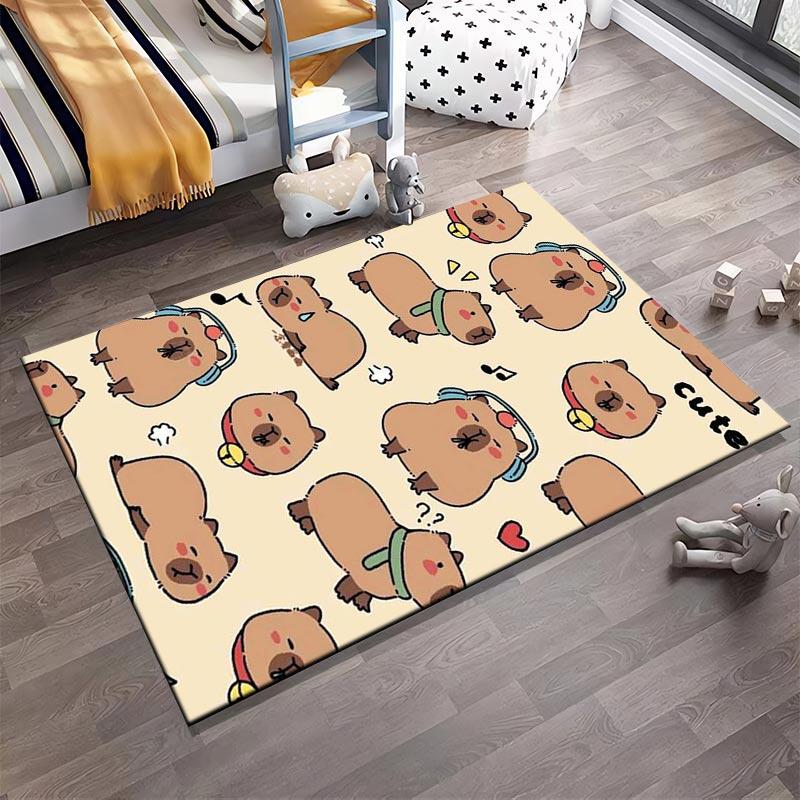 Cute Capybara Cartoon Pattern Carpet for Living Room Decoration Rug Suitable for Use As an Anti-slip for Living Room Bedroom Sofas
