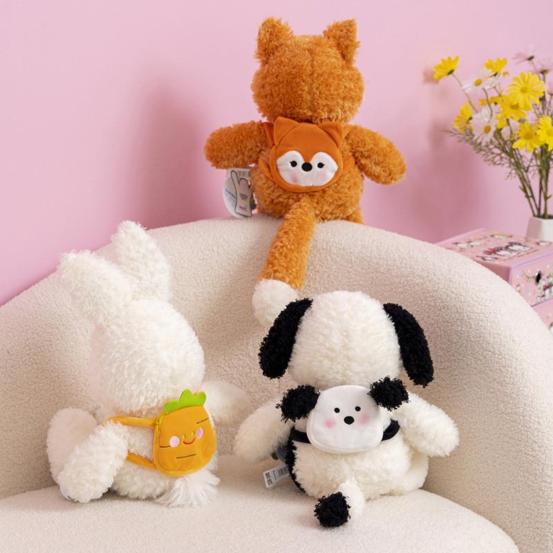 Niedlicher Weicher Plüsch Hasen Rucksack Spielzeug Geschenk für Kinder Weißer Hase Fuchs Hund Puppe