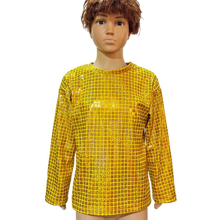

Versatile Cross Grid Laser Sequin Long Sleeve Cheerleading T-Shirt for Adults & Kids 160 cm золотой