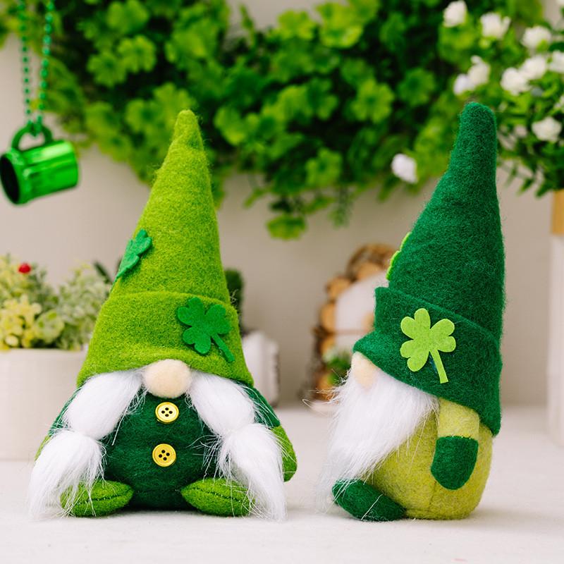 Green Leaf Festival Decorations Charming Gnome Figurine St Patrick's Day Clover Display