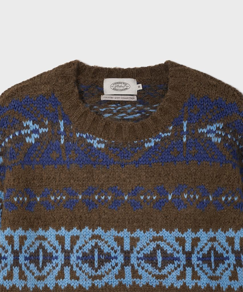 AMFEAST Grandma Fair Isle Sweater Brown